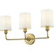Leena 3 Light 22 inch Vintage Brass Vanity Light Wall Light